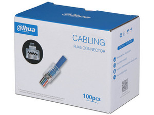 Caja con 100 plugs Pass Through RJ45 Cat6, chapado de oro de 15U", clasificación de resistencia al fuego UL94V-2