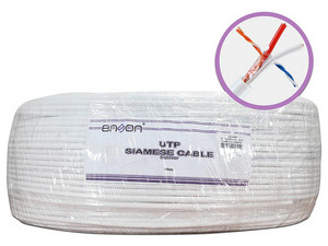 Bobina de cable siamés Enson Cat5E (UTP) para Redes y CCTV, 18AWG, 500m. Color Blanco.
