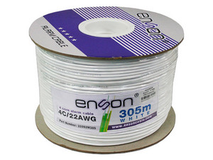 Bobina de Cable Enson Alarma 33202W305 PRO-II, 22AWG, 305m, Color Blanco.