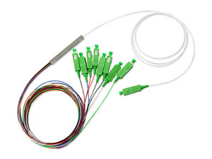 Splitter PLC (Divisor Óptico) Enson ENS-PLC1X8 con Conectores SC APC 1X8, Fibra Óptica Monomodo. Color Multicolor.