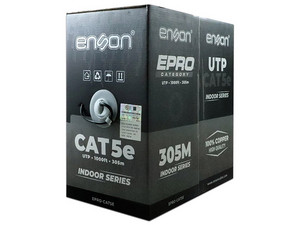Bobina de Cable Enson Cat5e, Caja con 305 m, 24 AWG. Color Gris.