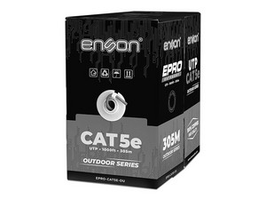 Bobina de Cable Enson EPRO-CAT5E-OU, Cat5e UTP, 24 AWG, 305m, Color Negro.