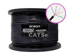 Bobina de Cable Enson EPRO-CAT5E-OUGEL, Cat5e UTP, 24 AWG, 305m, Color Negro.