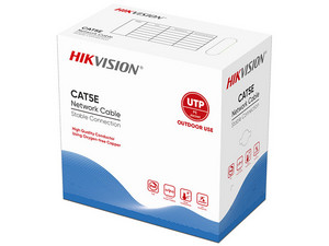 Bobina de Cable UTP Hikvision 305 Mts Cat 5E 24 AWG Exterior 100% Cobre para CCTV, Redes y Enlaces Inalámbricos Color Negro.