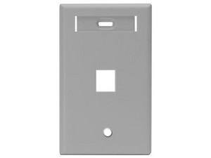 Placa de Pared Leviton 42080-1GS Quickport, 1 puerto, Ventanillas de identificación. Color Gris.