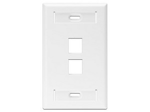 Placa de Pared Leviton Quickport con 2 puertos Keystone Verticales. Color Blanco.