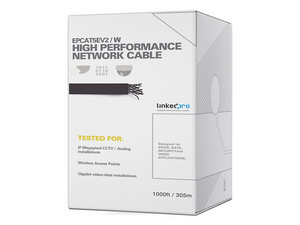Bobina de Cable UTP Linkedpro, Cat5e, 305m, CCA, 24AWG, para interior. Color Blanco