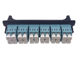 Placa acopladora para Distribuidor de Fibra Óptica LP-ODF-8024, incluye 12 acopladores LC Dúplex Para fibra Multimodo.
