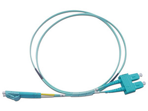 Jumper Fibra Óptica LinkedPro, 1m, LC/UPC Macho a SC/UPC Macho, Dúplex, OFNR, Color Aqua.