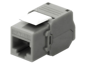 Módulo Jack Keystone Cat5e, con terminación en ángulo 180 grados, Color Gris, Compatible con Faceplate y Patchpanel Linkedpro.