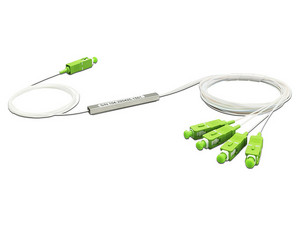 Divisor Óptico tipo PLC LinkedPro 1x4, Conectores SC/APC. Color Verde.
