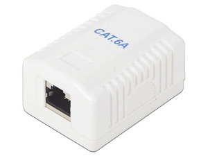 Roseta de Pared Linkedpro LP-WP-40-C6A con 1 Puerto, Incluye 1 jack STP, Cat6A, Color Blanco.