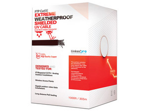 Bobina de Cable UTP Linkedpro, Cat5e, 152m, blindado, para intemperie. Color Negro.