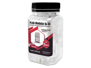 Plugs RJ-45 LinkedPro TC5SG-100, Cat 5e, bote con 100 piezas.