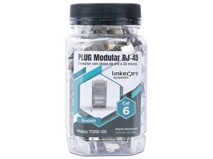 Plugs RJ-45 LinkedPro TC6SG-100, Cat 6, chapado de oro a 30 micras, bote con 100 piezas.