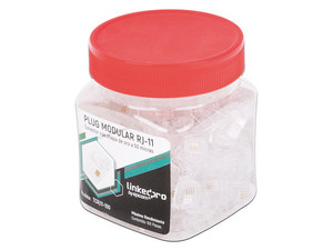 Plugs LinkedPro TCRJ11-100, RJ-11, Chapado de Oro, 100 Piezas. Color Transparente.