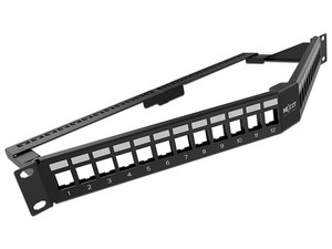 Panel de Conexión Nexxt Solutions, para rack angulado, Cat6A, Modular Blindado, 24 Puertos, 1U.