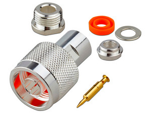 Conector N Macho RF Industries RFN-1000-1S de Rosca , para cables RG-58/U, RG-142/U, Níquel/ Oro/ Teflón.