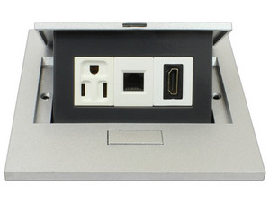 Panel de conectores multicontactos Redleaf PT138 para escritorio.