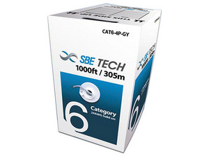 Bobina de Cable SBE TECH Cat6 (UTP) Caja con 305 m, 23 AWG. Color Gris.