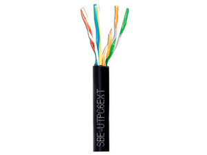 Bobina de Cable SBE Tech Cat6 (UTP) Caja con 305 m, 23 AWG, Para exteriores, color negro.