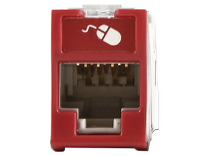 Jack Siemon UltraMAX Cat5e, UTP, Montaje híbrido en Placa de Pared (Plano y Angulado), Color Rojo.