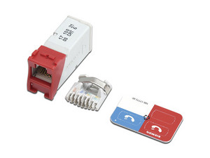 Jack RJ-45 SIEMON Z-MAX UTP Categoría 6, Montaje híbrido en Placa de Pared (Plano y Angulado), Color Rojo.