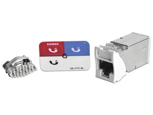 Modulo Jack Z-Max SIEMON Z6A-S02B con Montaje híbrido en Placa de Pared (Plano y Angulado), Cat6A. Color Blanco