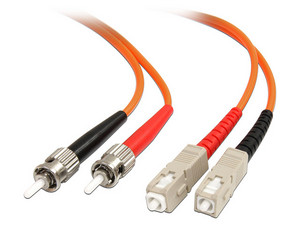 Cable de 1m de Fibra Óptica Multimodo Dúplex 62.5/125 LSZH ST/SC - Adaptador de ST a SC