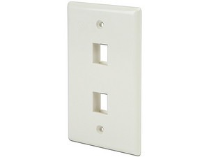 Placa de pared de 2 salidas RJ45, Color Blanco.