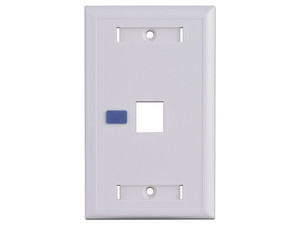 Placa de Pared TVC A1751E de 1 puerto tipo Keystone, con Etiqueta, Color Blanco.