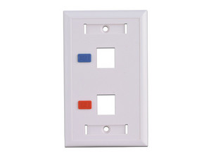 Placa de pared TVC A1752E de 2 salidas tipo Keystone. Color Blanco.