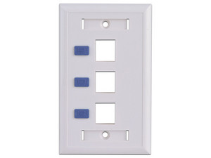 Placa de Pared TVC A1753E de 3 salidas tipo Keystone. Color Blanco.
