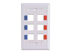 Placa de pared TVC A1756E de 4 salidas tipo Keystone. Color Blanco.