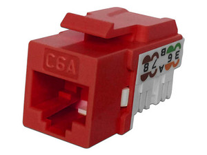 Modulo Jack Keystone TVC M2656R RJ45, de 8 Hilos, Cat6, Color Rojo.