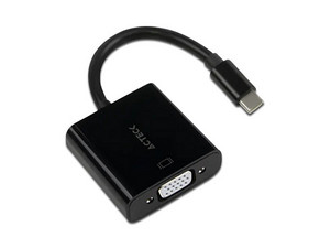 Adaptador Acteck Shift Plus AV415, de USB-C (M) a VGA (H). Color Negro.