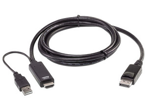 Cable HDMI 1.4 Aten 2L7D02HDP, HDMI a DisplayPort (M-M), 4096 x 2160 @60Hz, 1.8m. Color Negro.