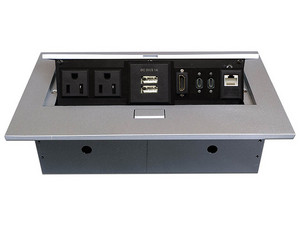 Hub BRobotix tipo Caja para Mesa, HDMI, USB Tipo A, USB Tipo C, RJ-45, Cat 6, Nema 5-15P. Color Plata.