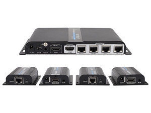 Divisor Splitter Enson ENS-EX704 con 1 Transmisor y 4 Receptores, Resolución FHD 1920 x 1080, HDMI, hasta 40m.