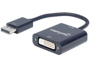 Adaptador de Video Manhattan DisplayPort (M) a DVI-D (H), 23 cm. Color Negro.
