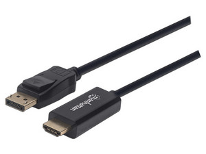 Cable de Vídeo Manhattan de DisplayPort a HDMI (M-M), 1m. Color Negro.