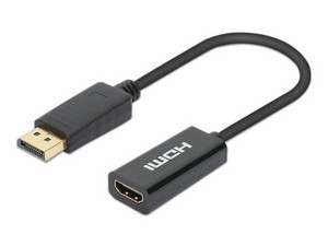 Adaptador Pasivo Manhattan de DisplayPort Macho a HDMI Hembra. Color Negro.