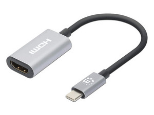 Convertidor Manhattan 153973, USB Tipo C a HDMI (M-H), Color Gris.