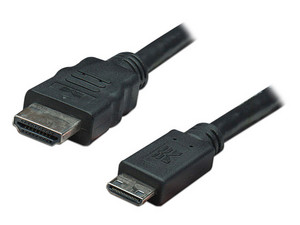 Cable Mini HDMI macho a HDMI macho, Blindado, Negro, 1.8 m. Color Negro