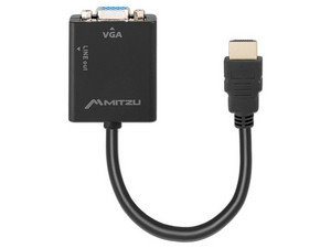 Convertidor MITZU MHD-1020, Entrada HDMI a Salida VGA con Audio, Compatible con Monitores y Proyectores.