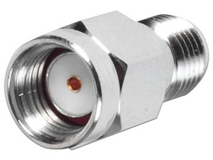 Adaptador en Línea RF Industries RP-3405 de Conector SMA Macho Inverso a SMA Hembra, Color Plateado.