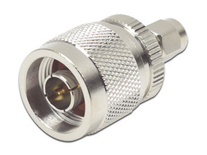 Adaptador en Línea de Conector SMA Macho a N Macho, Níquel, Oro, Teflón.