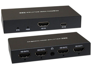 Splitter Redleaf HD-SP104K HDMI 1x4 con Salida de Video 4K y Tecnología Plug and Play. Color Negro.