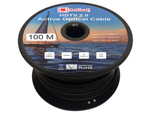 Cable Fibra Óptica HDMI Redleaf HDMIFO100, 100 Mts, V2.0, 4K, 60Hz, Color Negro.