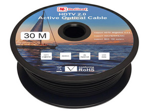 Cable Fibra Óptica HDMI Redleaf HDMIFO30, 30 Mts, V2.0, 4K a 60Hz, Color Negro.